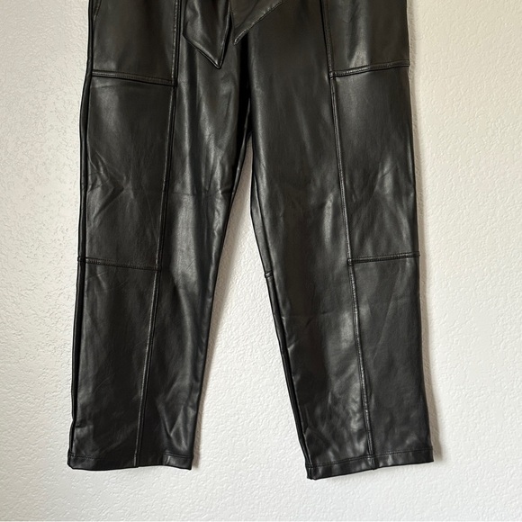 JOIE High Tie Waist Straight Crop Faux Vegan Leather Pants Small - Picture 3 of 7